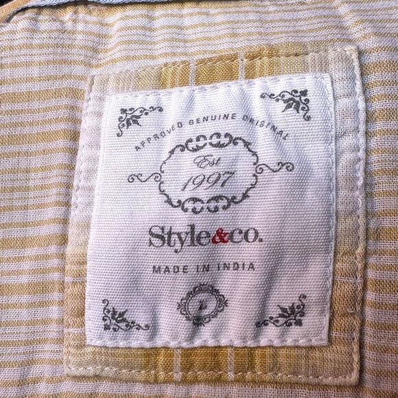 Style and Co Woman Size L Yellow Button Down Shirt - Picture 3 of 4